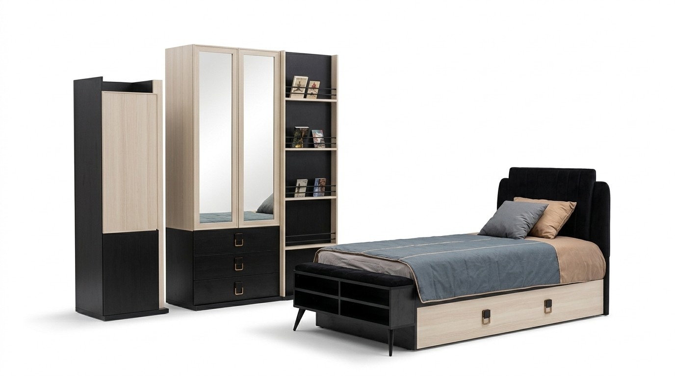 Modern Komplett Jugendzimmer Kinderzimmer Set Bett Kleiderschrank BÃ¼cherregal