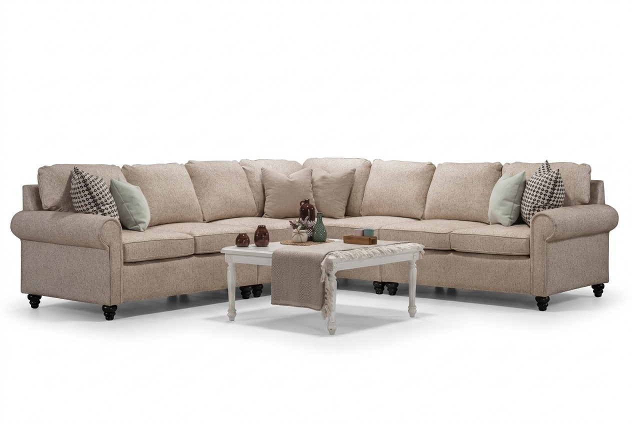 Modern Wohnzimmer Ecksofa-L-Form Design Beige MÃ¶bel Luxus Sofa Einrichtung