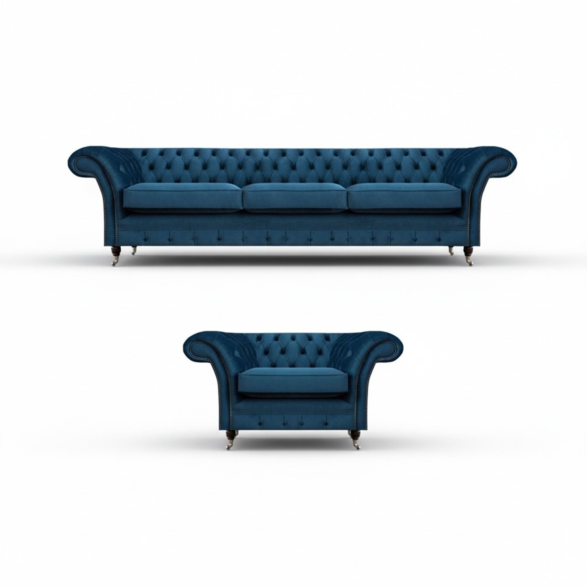 Moderne Blaue Chesterfield Sofas Wohnzimmer Dreisitzer Sessel Couchen
