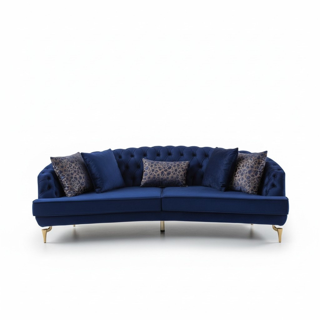Moderne Blaue Couchgarnitur Viersitzer Textilsofas Viersitzer