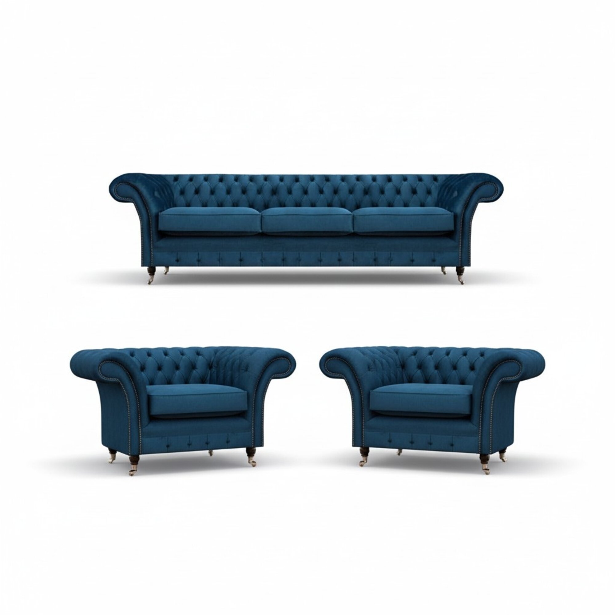 Moderne Chesterfield Blaue Sessel LuxuriÃ¶ser Dreisitzer Wohnzimmer MÃ¶bel