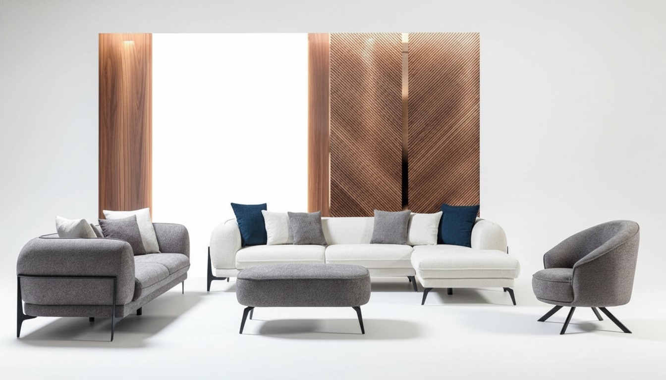 Moderne Couchgarnitur Ecksofa L-Form Sofas Dreisitzer Sessel StoffmÃ¶bel