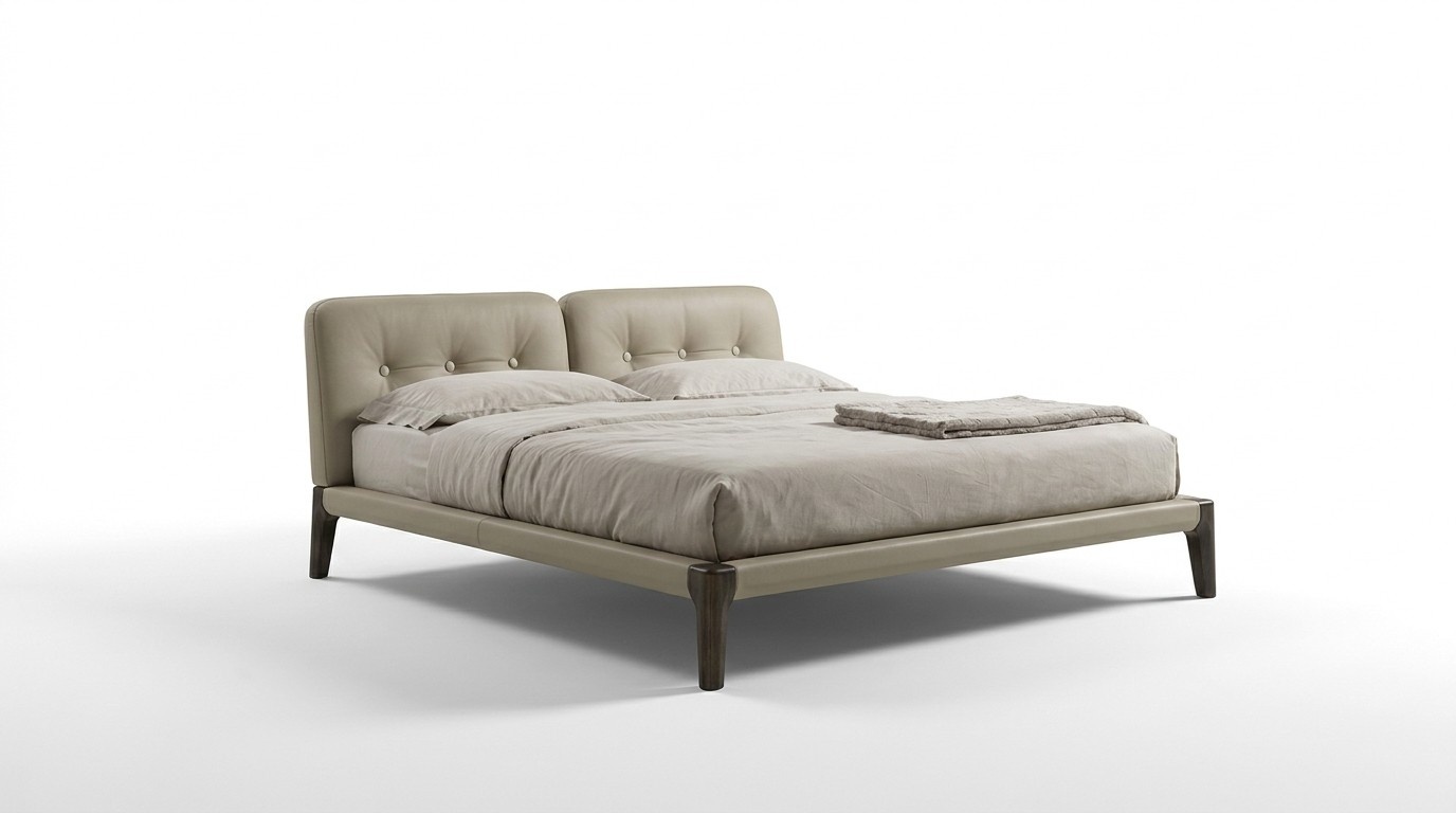 Moderne Doppelbett Schlafzimmer Beige Bett MÃ¶bel Holz Design Betten Prianera
