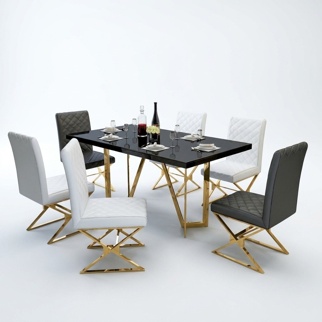 Moderne Esstisch Garnitur Edelstahl MÃ¶bel Tisch Glas 6x Lehnstuhl Stuhl
