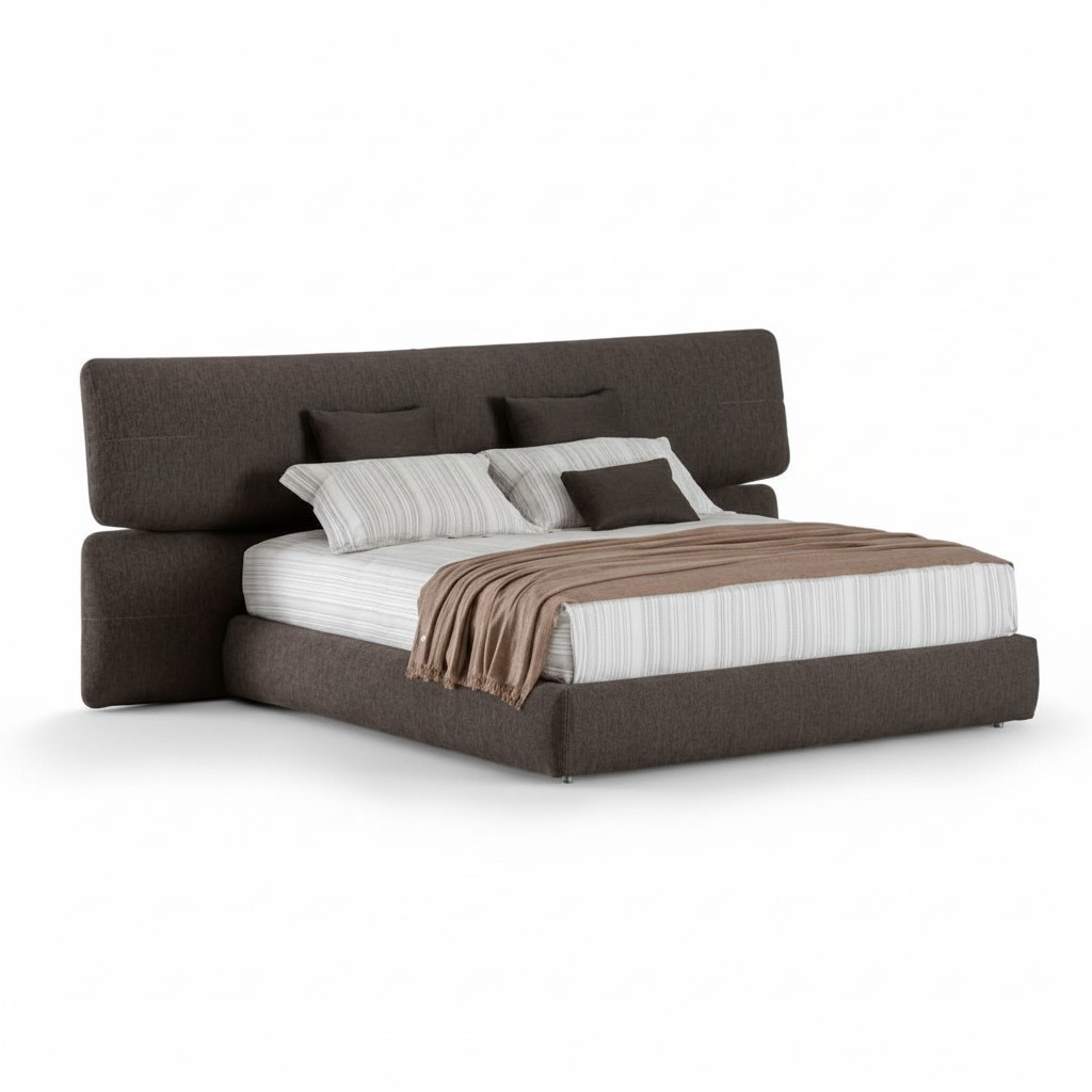 Moderne Polsterbett Stoff Luxus Schwarz Doppelbett Extra Hohe RÃ¼ckenlehne Design