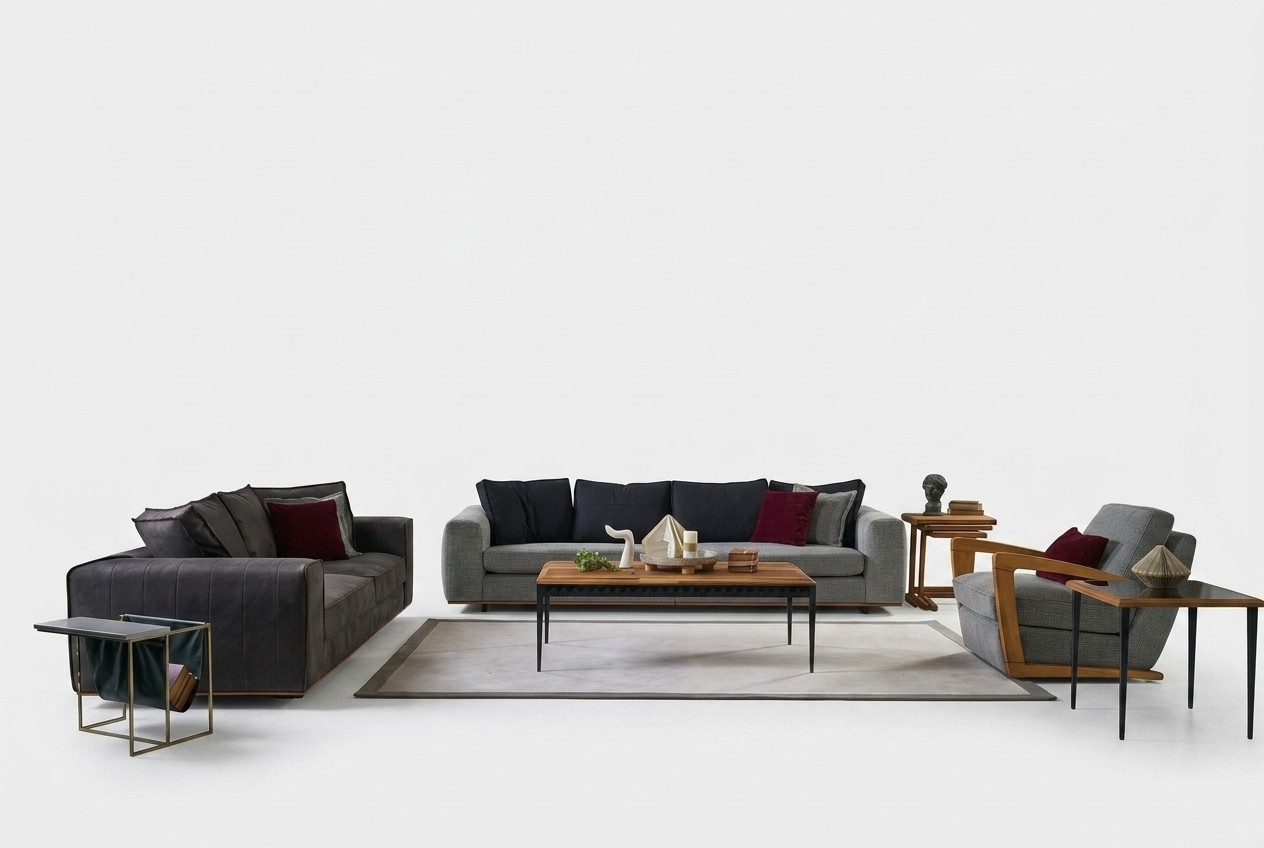Moderne Sofagarnitur Sofagarnitur Einsitzer Grau Stoffsofa Polstersofa