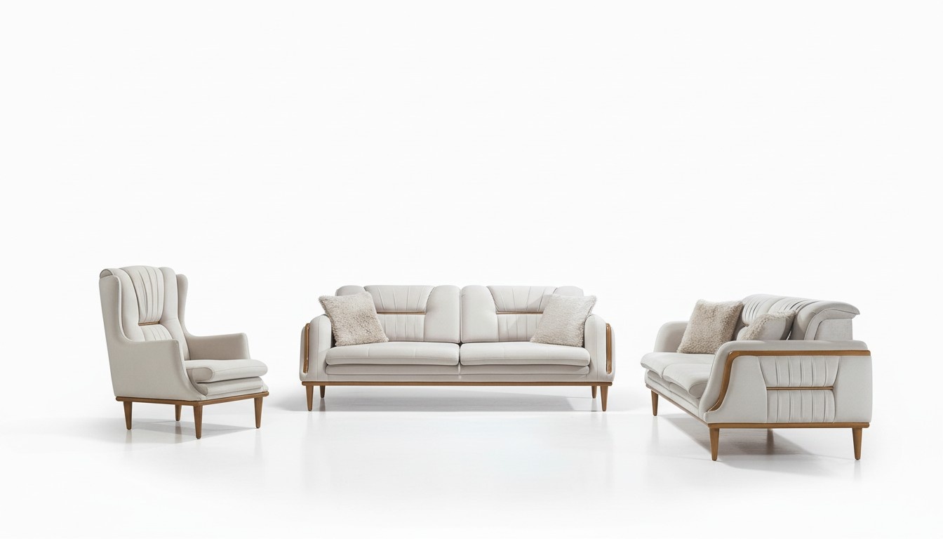 Moderne WeiÃe Luxus Sofagarnitur 3+3+1 Sitzer Designer Couchen Sessel