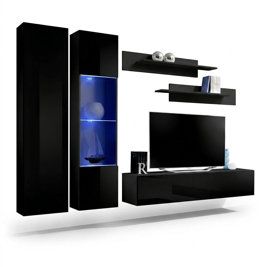 Moderne Wohnwand Wohnzimmer Wandregale Design TV StÃ¤nder Lowboard