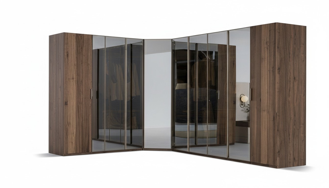 Moderner Braun Eckschrank Designer Regalschrank Holzschrank Luxus MÃ¶bel