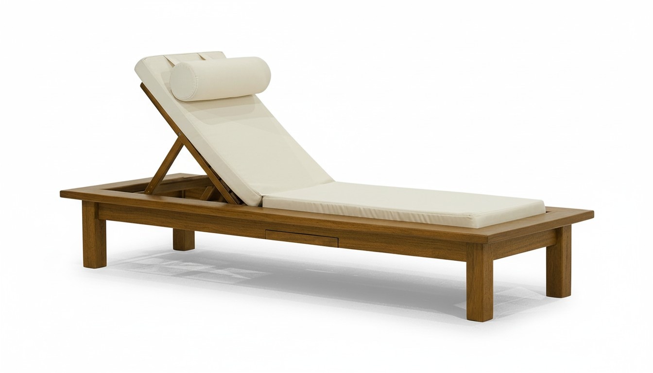 Moderner Dunkelbrauner Liegestuhl Holzgestell LuxuriÃ¶se Chaiselongue
