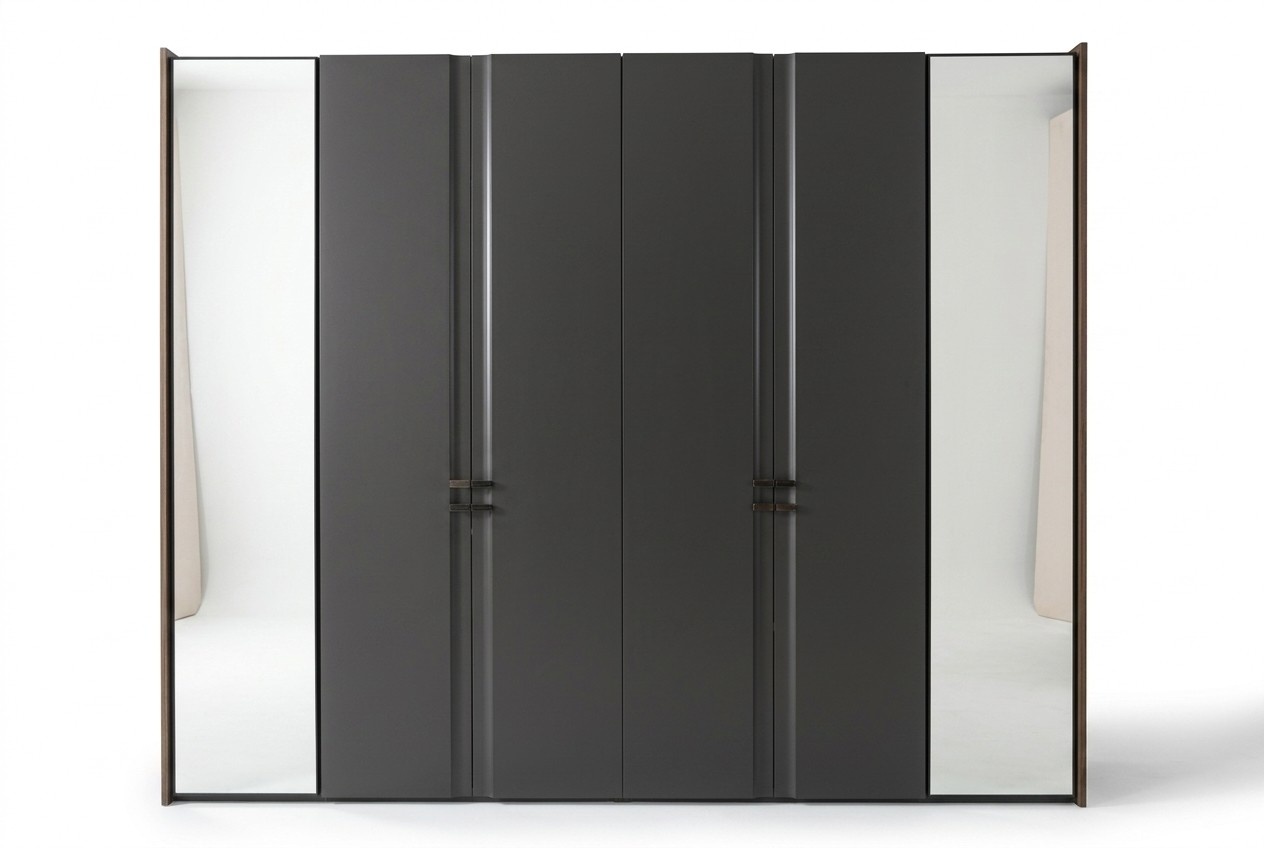 Moderner Kleiderschrank Luxus Schrank Holz SchrÃ¤nke Glas Taupe Schlafzimmer
