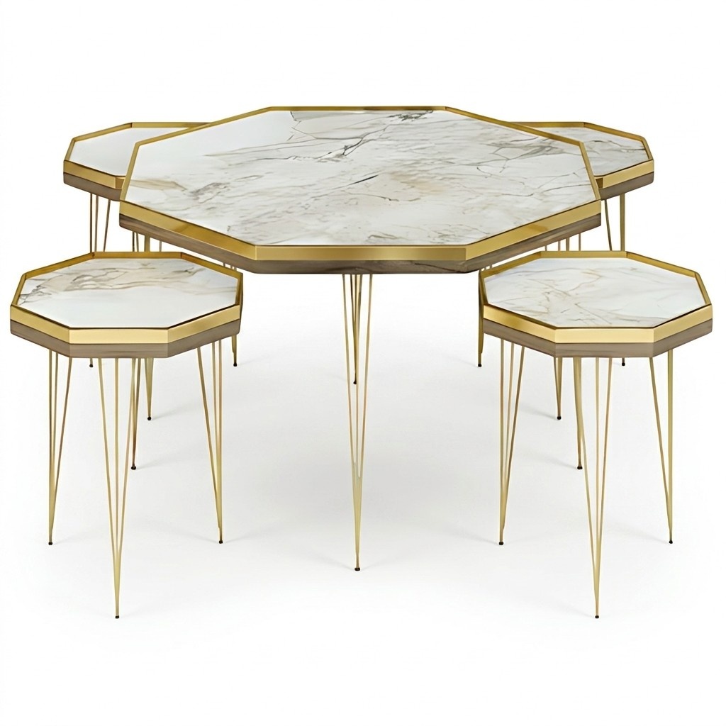 Moderner Wohnzimmer-Set in Mehrfarbig aus MDF und Edelstahl