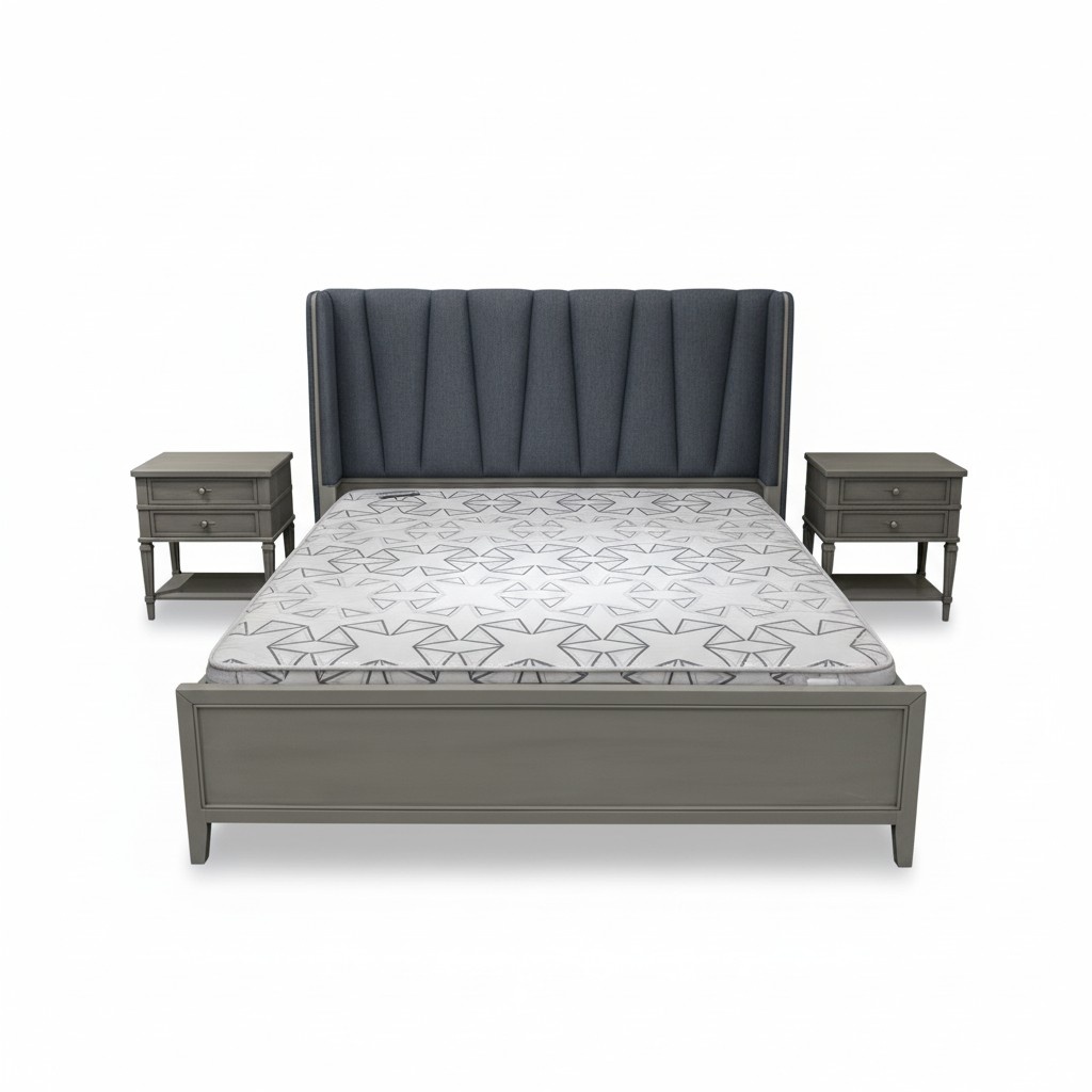 Modernes Bett Polster Design Luxus Doppel Hotel Betten MÃ¶bel Ehe Holzbetten Grau