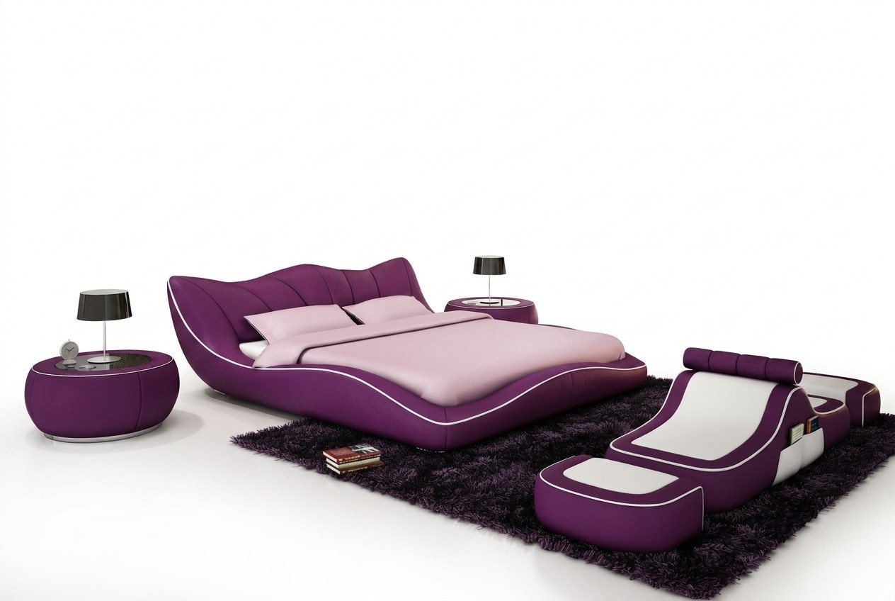 Modernes Design Bett XXL Dekorative Betten Luxus Stil Doppel Hotel Leder