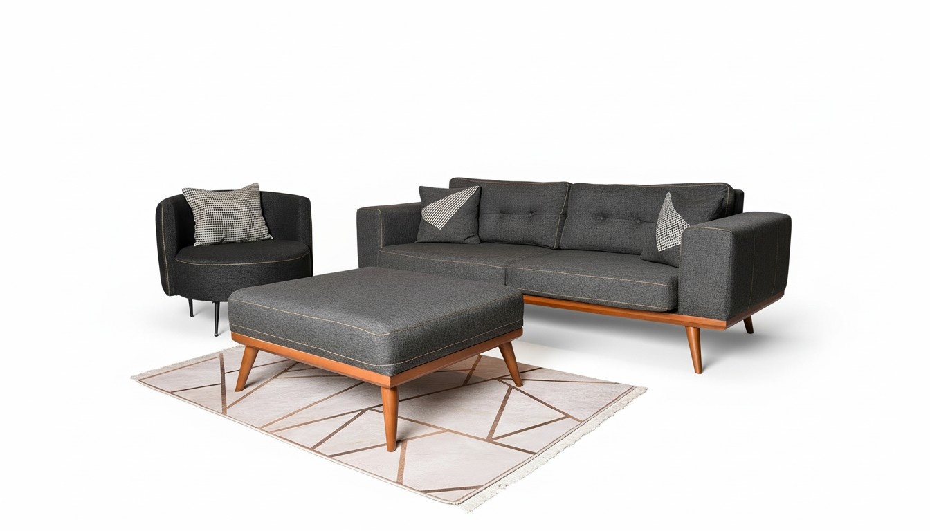 Modernes Ecksofa Mit Sessel Wohnzimmergarnitur Luxus EinrichtungsmÃ¶bel 3+1