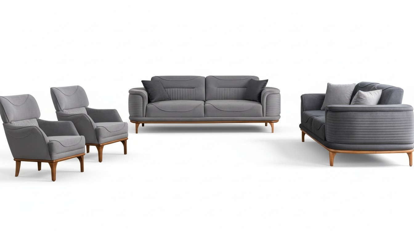 Modernes Graues PolstermÃ¶bel Set: Sofas und Sessel fÃ¼r Wohnzimmer Neu
