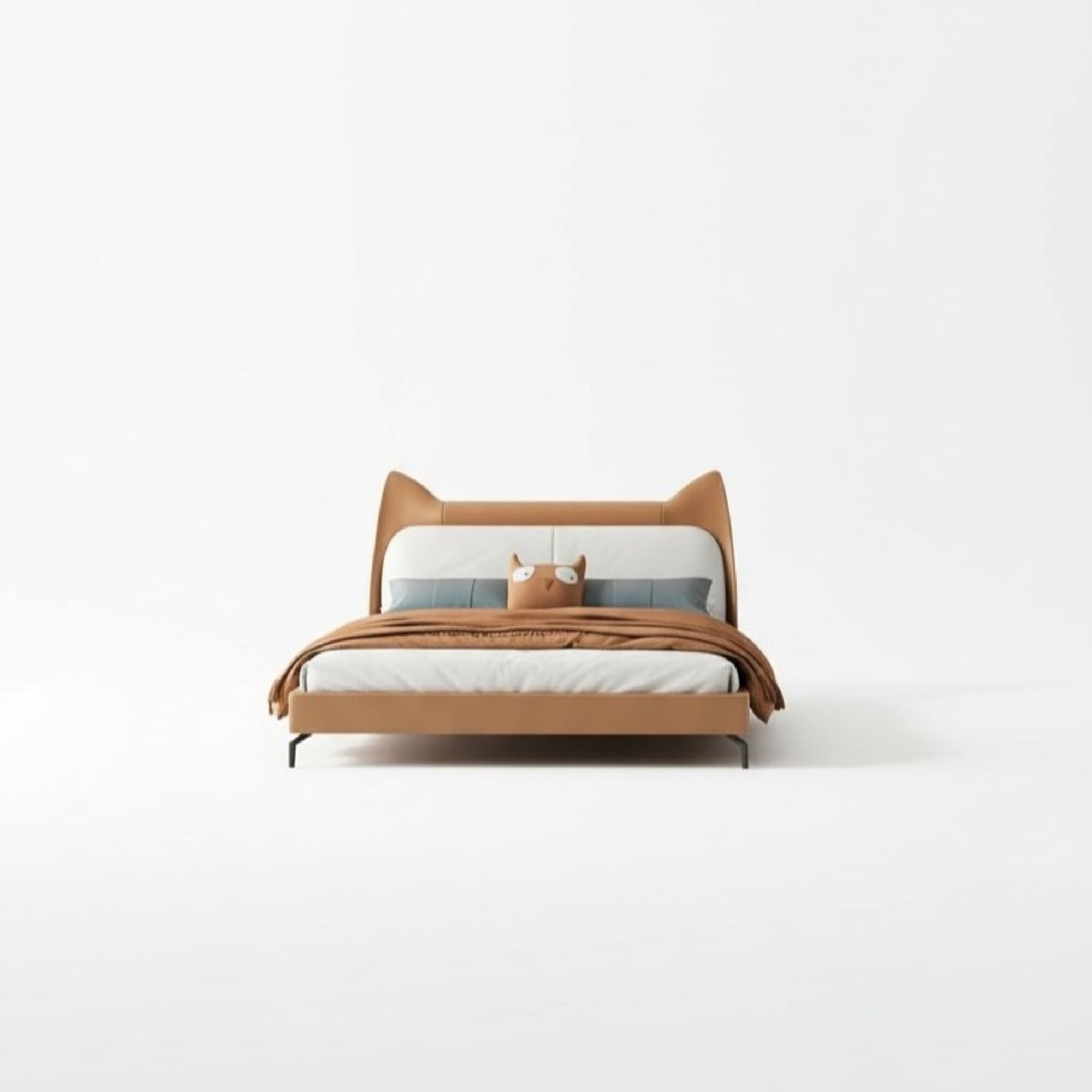 Modernes Hotel Leder Stoff Doppelbett 160x200cm Designer Bett Doppel