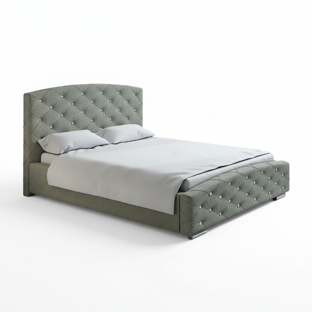 Modernes Polsterbett Bett Betten Bettgestell Doppelbett 180x200 Grau Ehebett