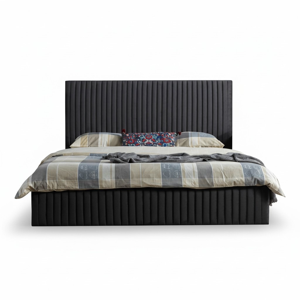 Modernes Polsterbett Bett Betten Bettgestell Doppelbett 180x200 Schwarz Ehebett