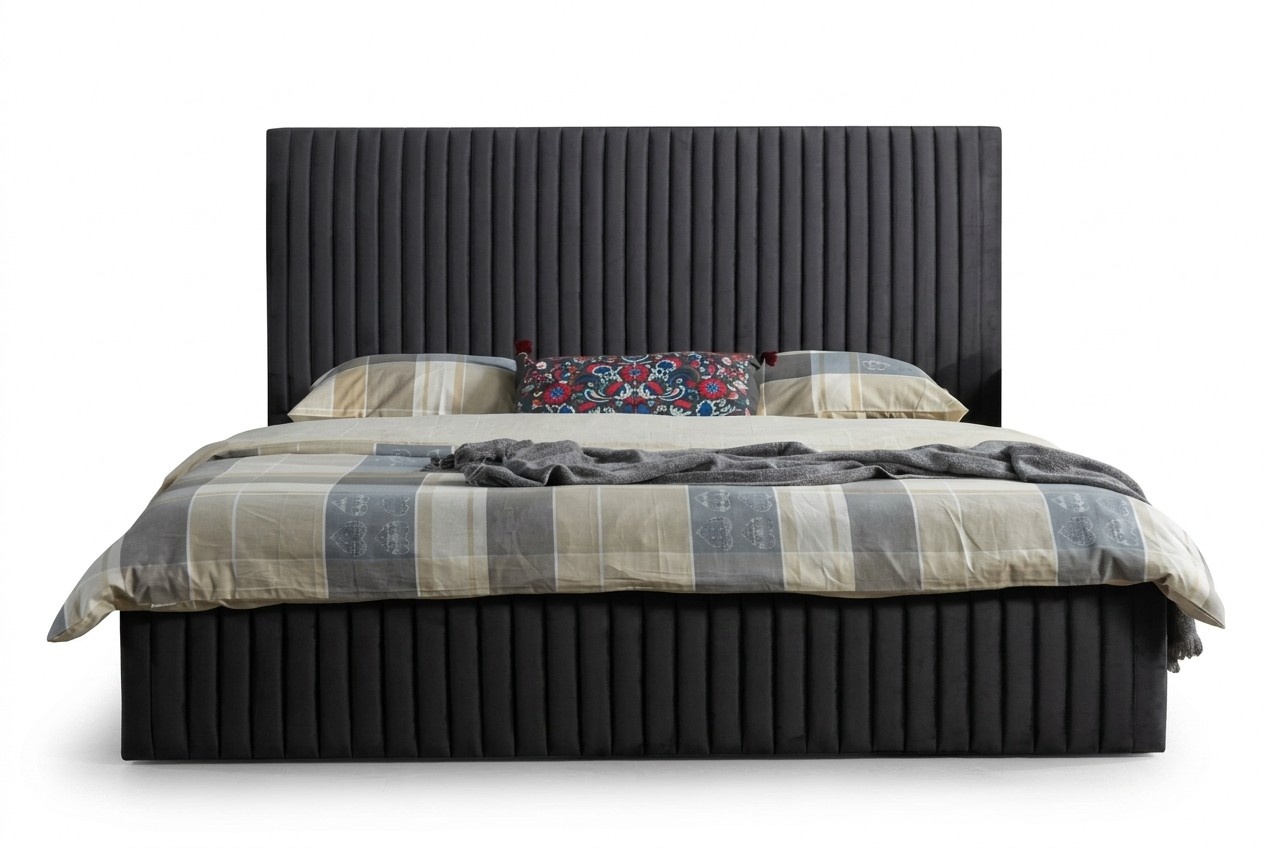 Modernes Polsterbett Bett Betten Ehebett Bettgestell Doppelbett 180x200 Schwarz