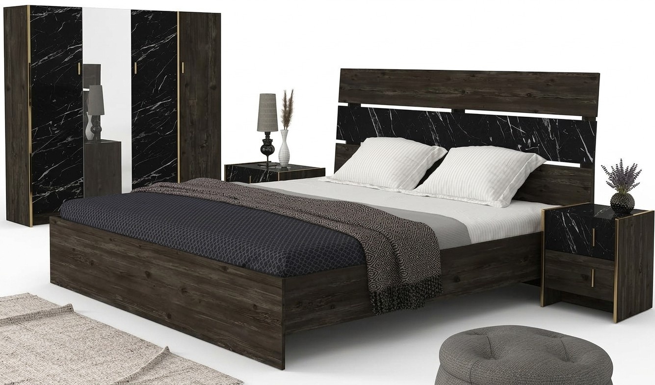 Modernes Polsterbett Bett Betten Bettgestell Doppelbett 180x200 Braun Ehebett