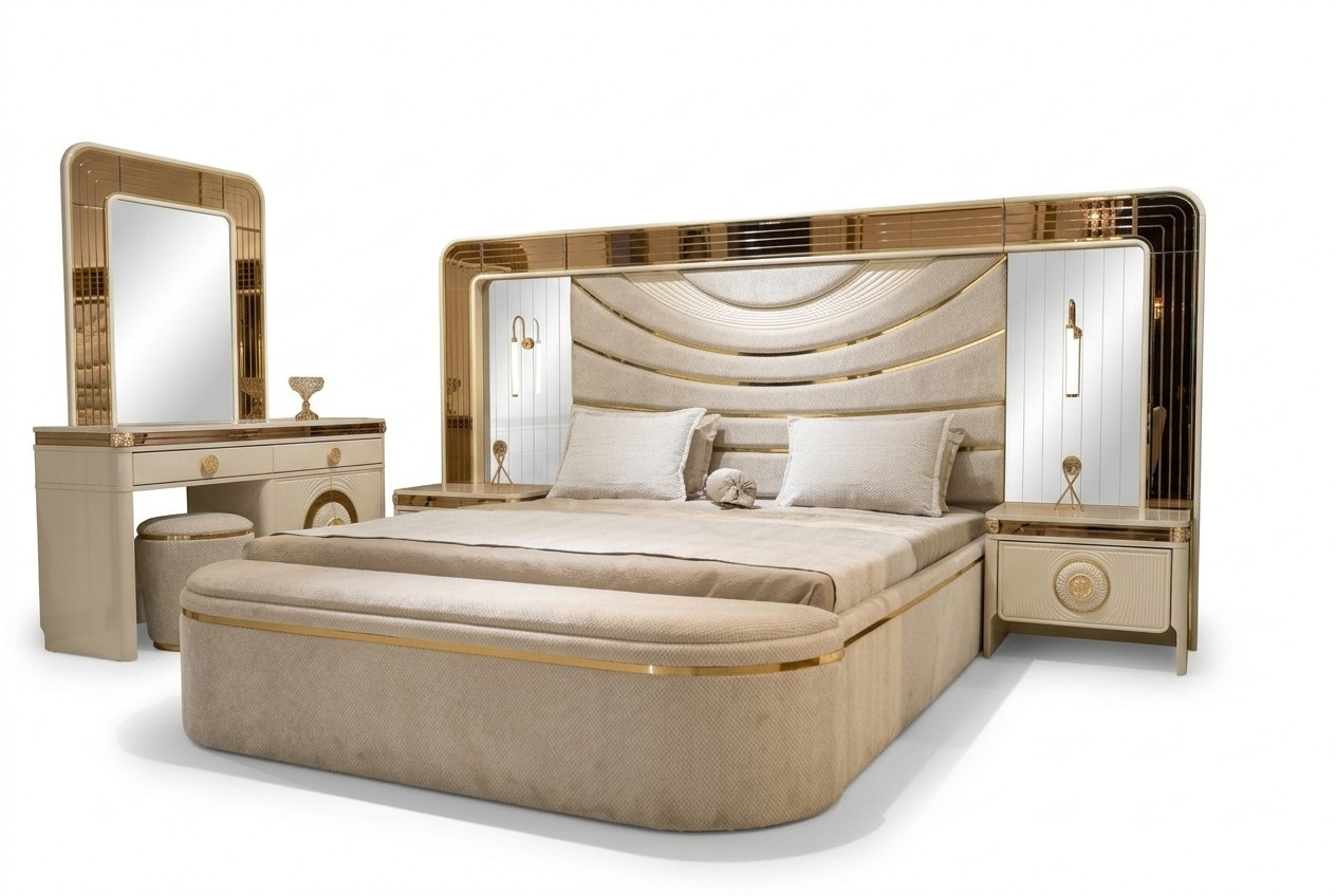 Elegantes Schlafzimmer Set aus Holz in WeiÃ mit modernem Design