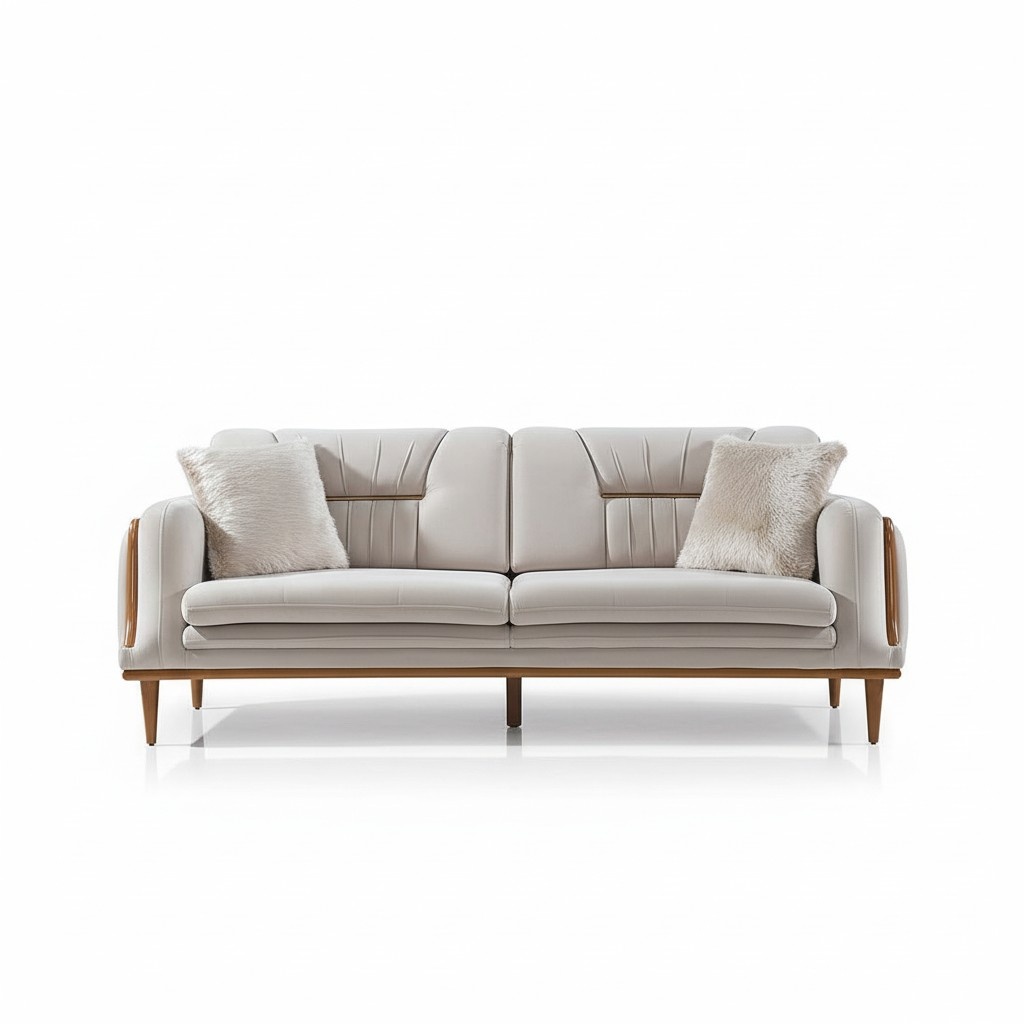 Modernes WeiÃes Luxus Sofa Dreisitzer Wohnzimmer Couch 3-Sitzer Holz