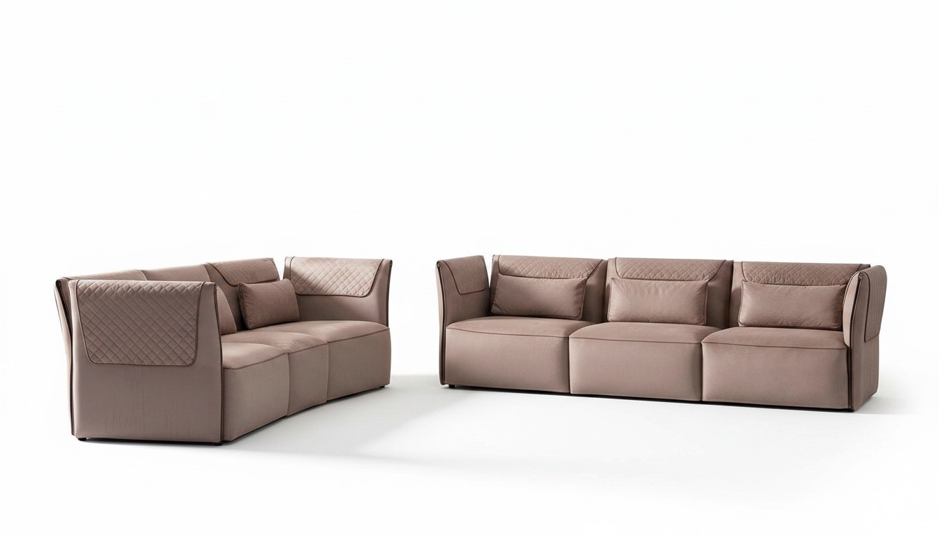 Modernes Wohnzimmer Set aus Textil in Beige