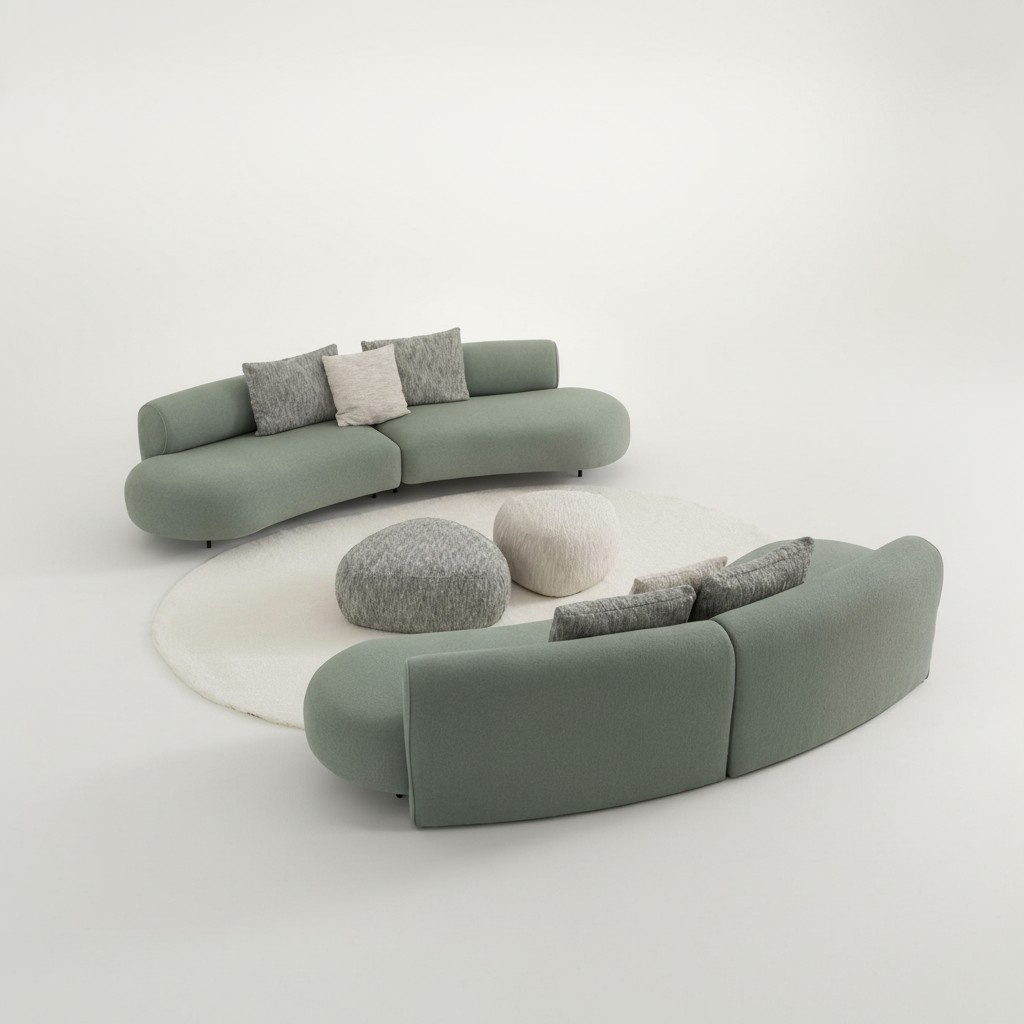 Modernes Wohnzimmer Set aus Stoff und Holz in GrÃ¼n