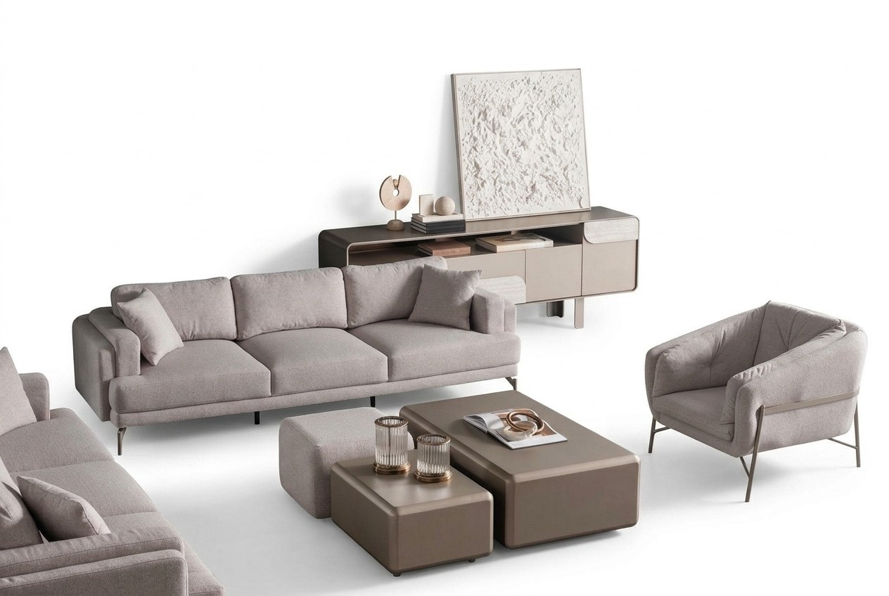 Modernes WohnzimmermÃ¶belset aus Holz in Beige
