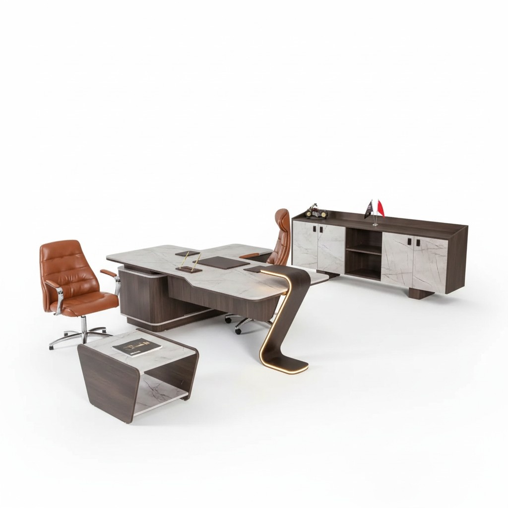 MÃ¶bel Luxus BÃ¼roeinrichtung Komplettes Set Tisch Schrank 3tlg Kanzlei