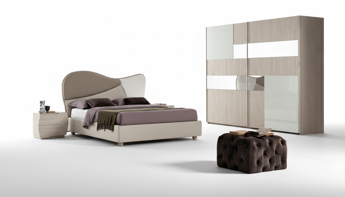 MÃ¶bel Modern Luxus Betten Neu Bett Textil 2x Nachttisch 3 tlg. Schlafzimmer Set