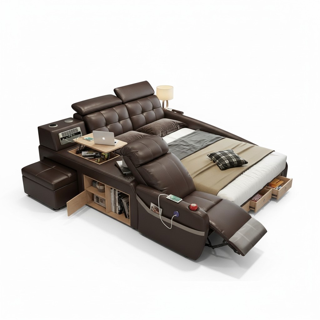 Multifunktion Design Bett Big Kunstleder Hotel Polster 180x200 Betten Neu