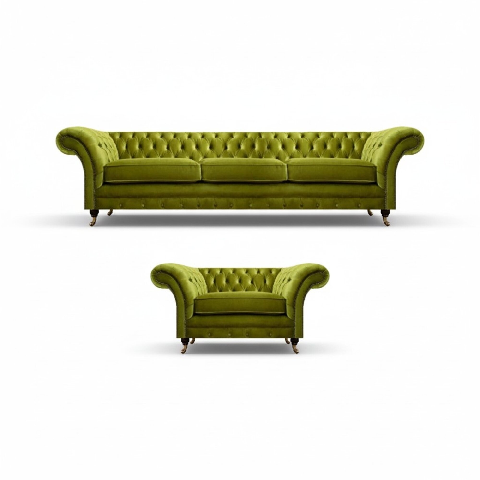 OlivengrÃ¼nes Chesterfield Stoffsofa LuxuriÃ¶ser Wohnzimmer Textil Sessel
