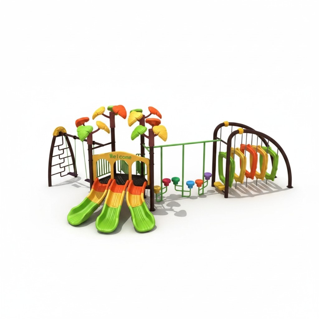 Outdoor Spielplatz fÃ¼r Kinder mit Rutschen und Hindernissen Kletterwand