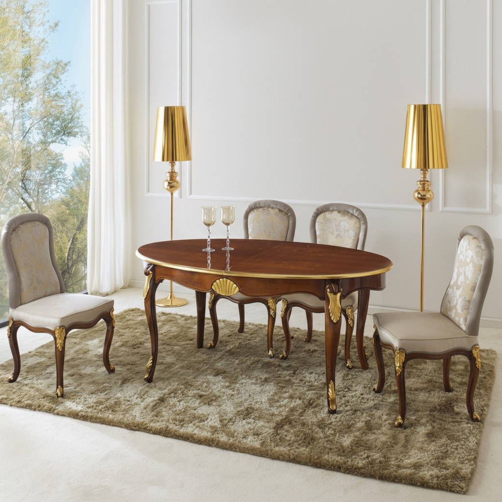 Ovaler Tisch Italienische MÃ¶bel Luxus Esstisch Esszimmer Holz Klassischer Stil