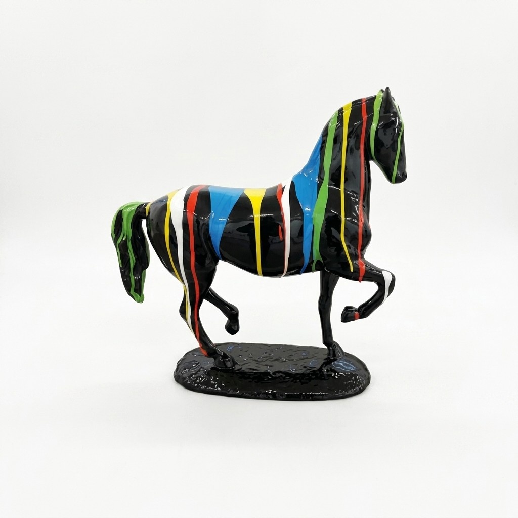 Pferd figur abstrakte figuren statuen moderne bunt bemalt neu 40cm