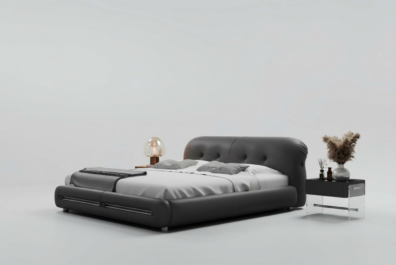Polsterbett Schwarz Modernes Design Komfort Schlafen Stilvolle Luxusbett Bett