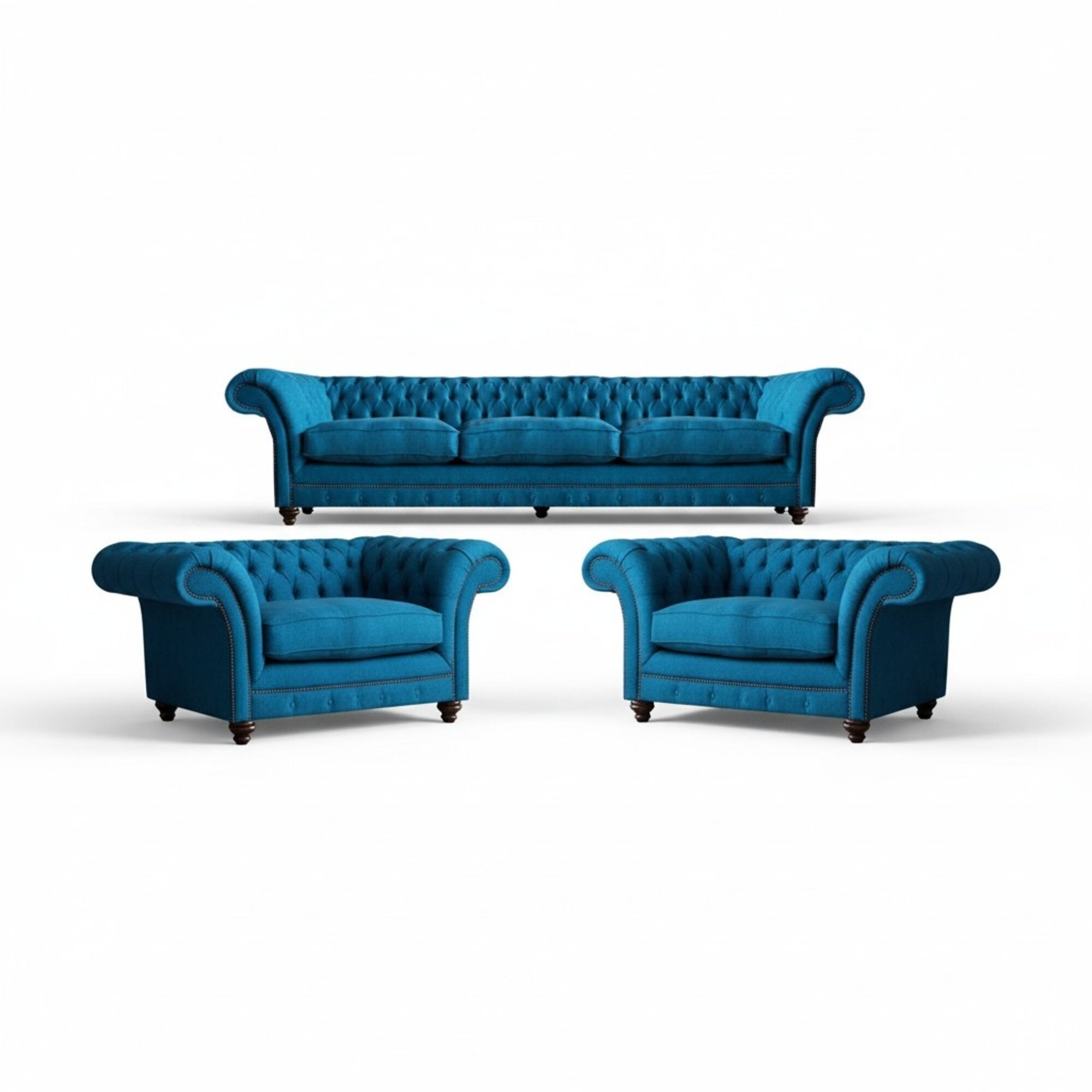 PolstermÃ¶bel Blau Sofagarnitur Textil Sitz MÃ¶bel Chesterfield Set Einrichtung
