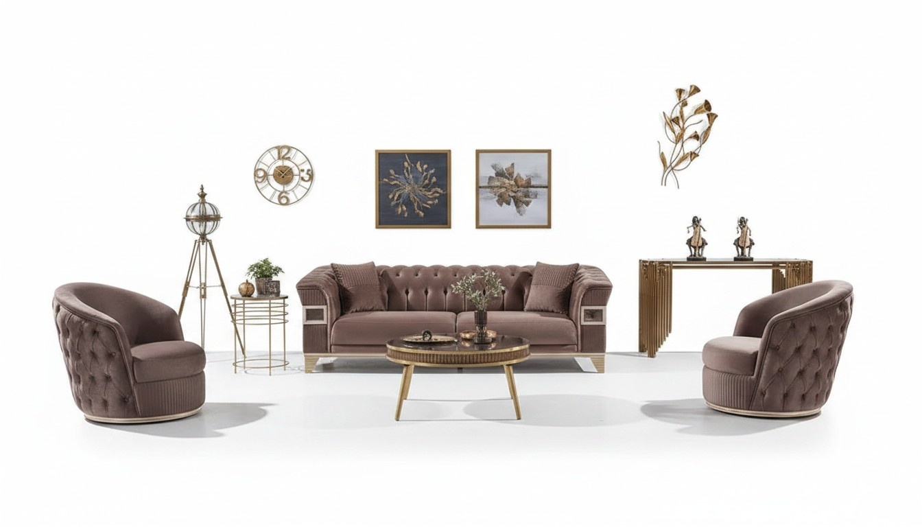 PolstermÃ¶bel Braun Sofagarnitur 3+1+1 Sitzer Luxus Komplett Design MÃ¶bel