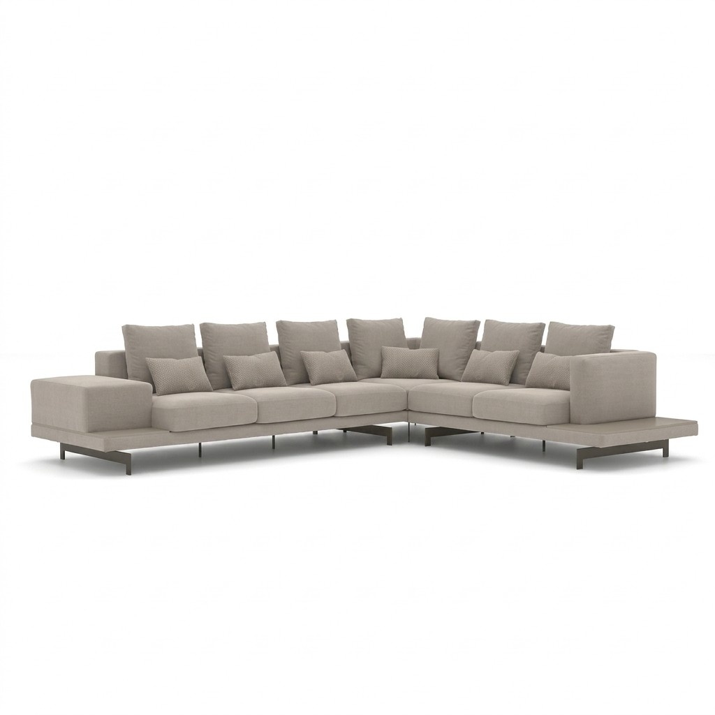 PolstermÃ¶bel Grau Designer Ecksofa L-Form Textil Sofa Wohnzimmer