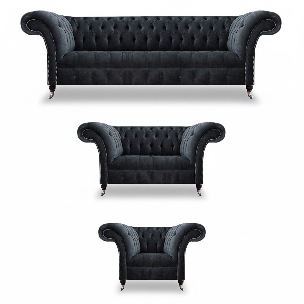 PolstermÃ¶bel LuxuriÃ¶se Design Sofas Komplett 3tlg Wohnzimmer Sofagarnitur
