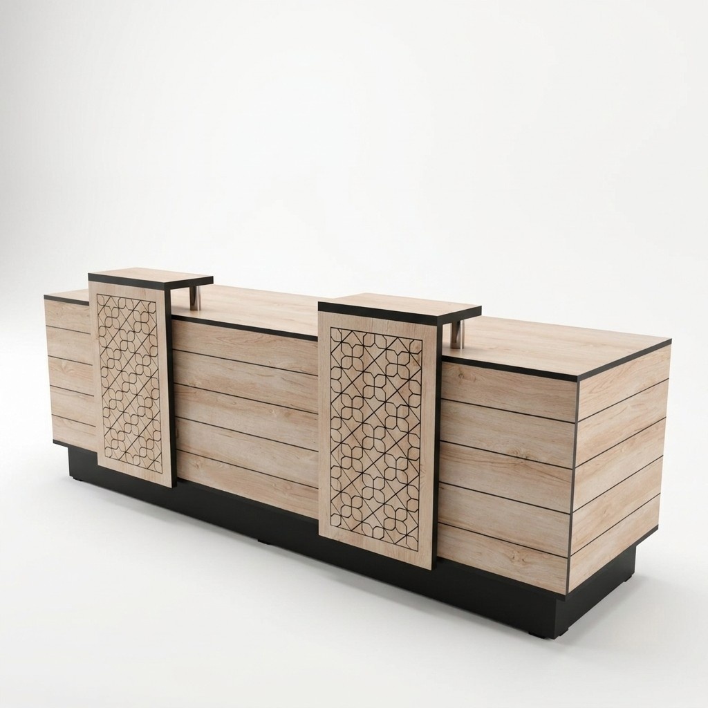 Rezeption Empfangsschalter Empfangstheke BÃ¼ro Hotel Holz Braun Tisch