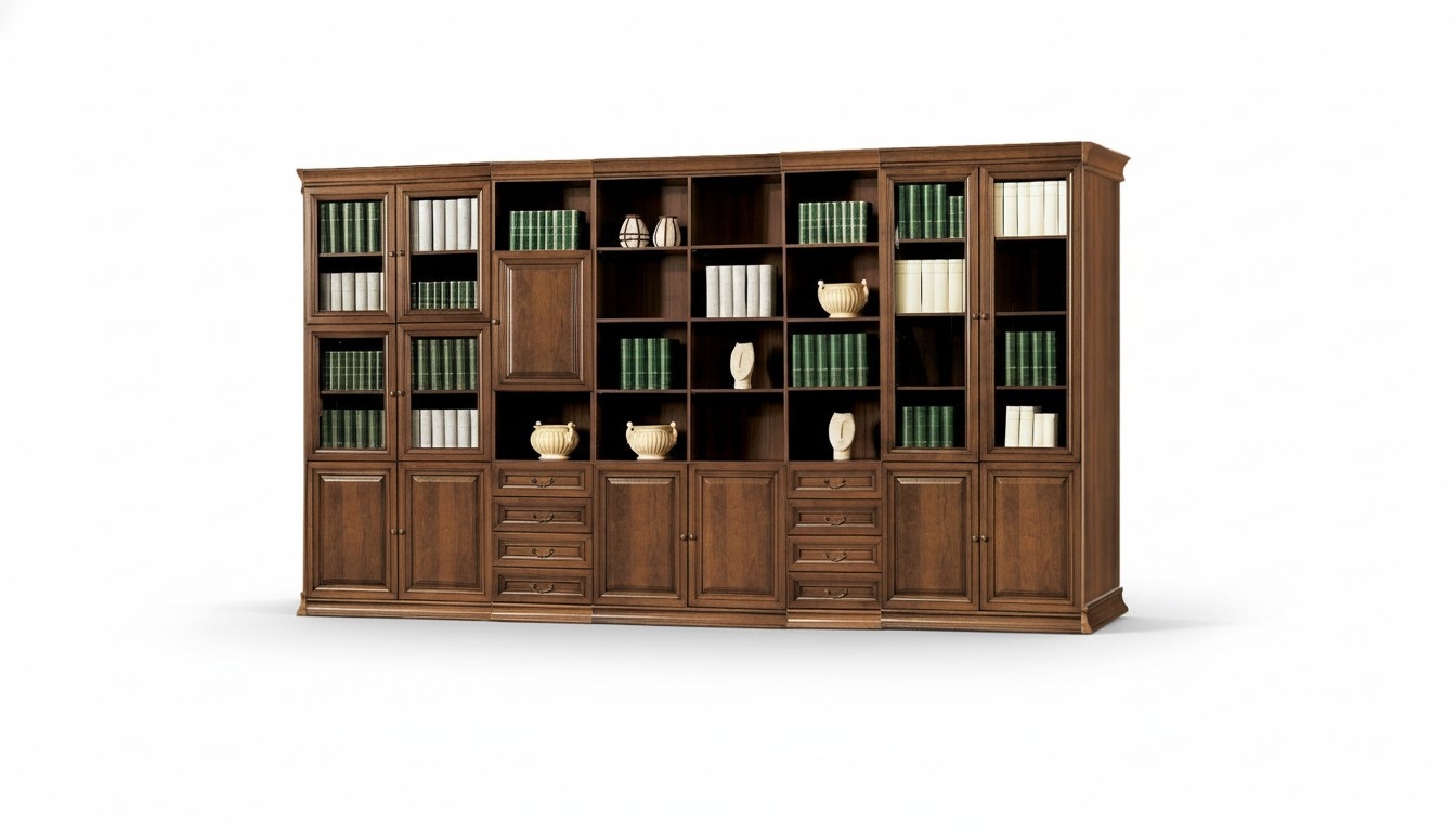 Riesiger Brauner BÃ¼roschrank Massivholz Arbeitszimmer MÃ¶bel BÃ¼cherregale