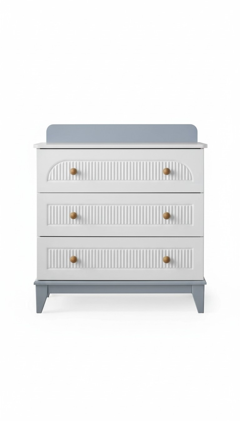 Robuste Modern WeiÃe 3-TÃ¼rige Kommode 96 cm Holz Luxus Kinderzimmer Neu
