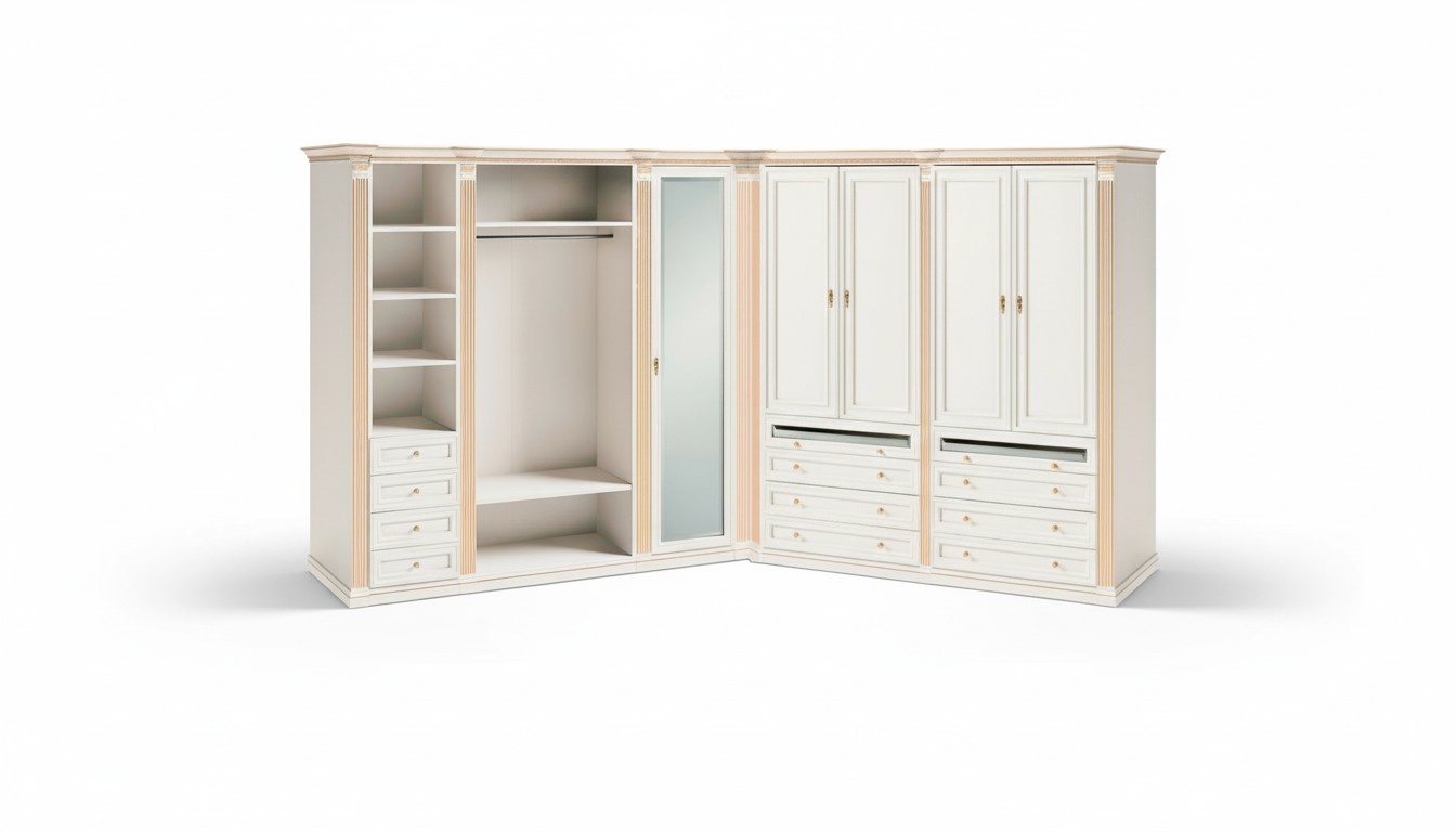 Robuster WeiÃer Eckschrank Schlafzimmer L-Form SchrÃ¤nke Designer MÃ¶bel