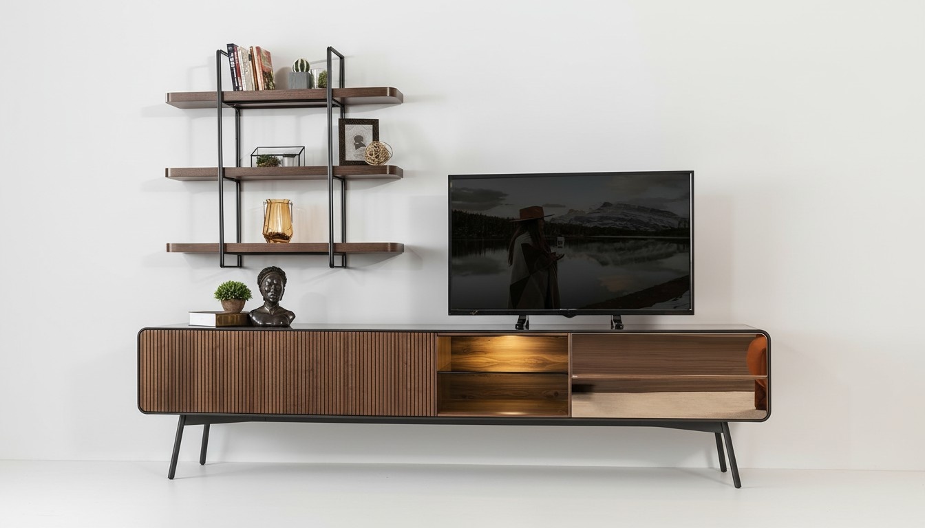 rtv Lowboard tv StÃ¤nder Regale Sideboard Wohnzimmer Holz Braun Modern