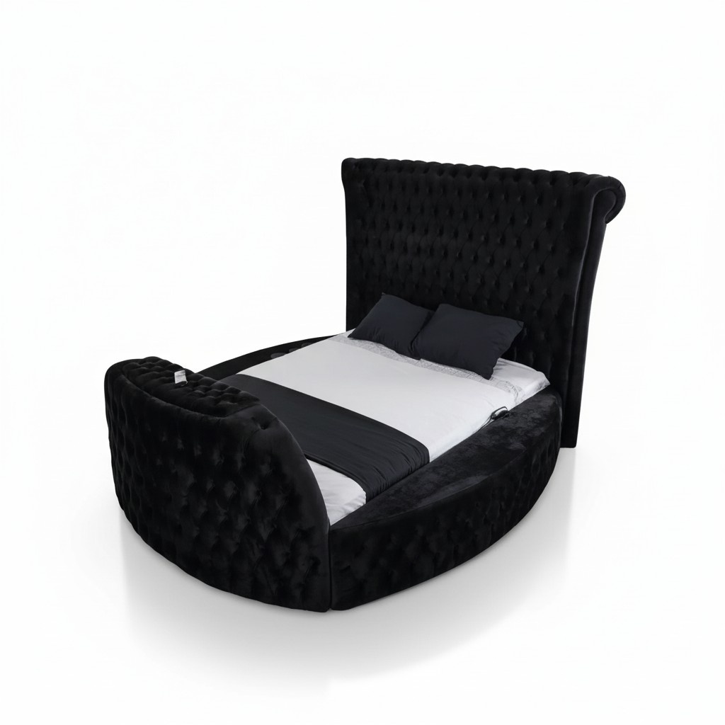 Rund Bett Chesterfield mit Lift Schrank Polster Betten Rundbetten MÃ¶bel 3tlg.