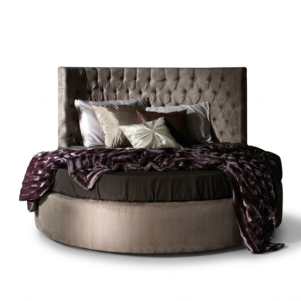 Runde Chesterfield Luxus Rund Bett Klassische Hotel Samt Textil Leder