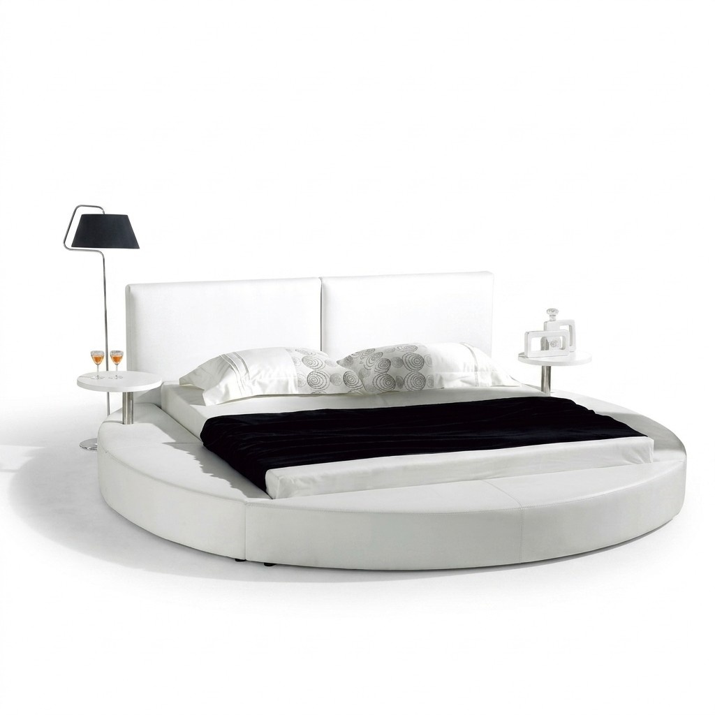 Rundes Bett Moderne Design Luxus Polster Rund Betten Textil Stoff